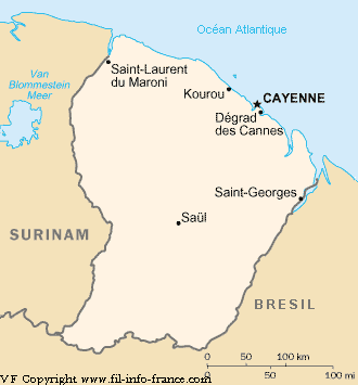 Dcouvrez la carte dtaille de la Guyane Franaise