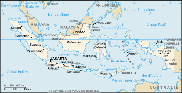 La carte dtaille de l'Indonsie !