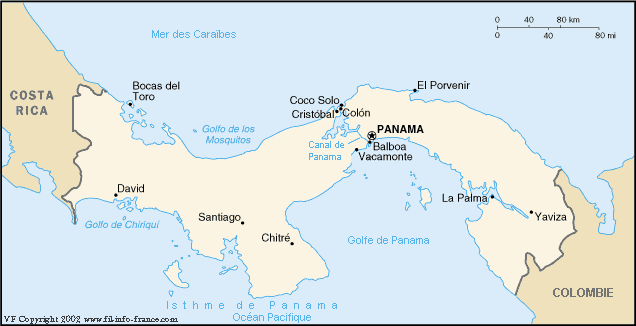 La carte dtaille du Panama !