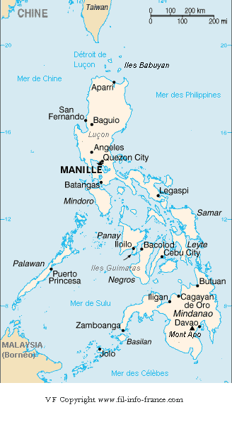 La carte dtaille des Philippines