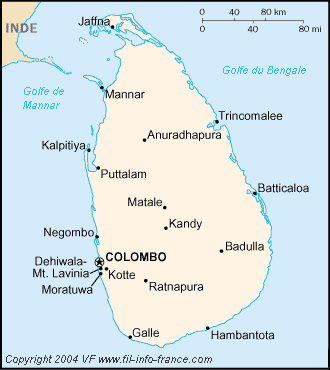 La carte du Sri Lanka