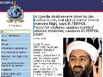 La mort de Ben Laden annonce  la une d'INTERPOL