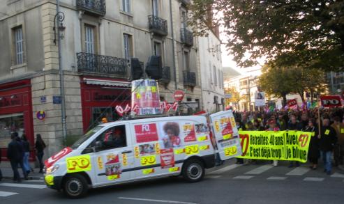 syndicat "FO"  la manifestation de Dijon contre la rforme des retraites