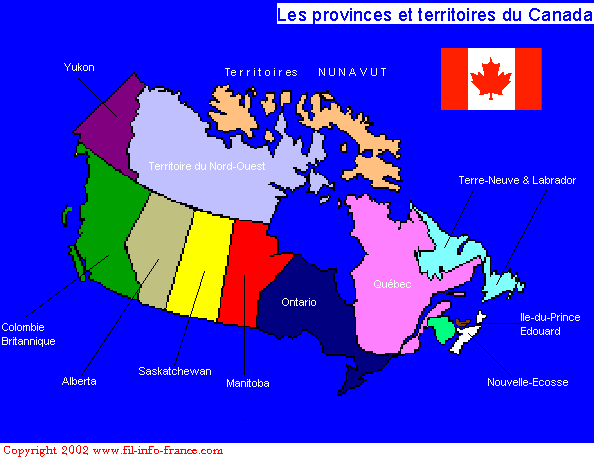 Cliquez sur la carte pour dcouvrir les provinces et territoires du Canada : donnes gographiques : capitale, superficie, population, abrviation postale 