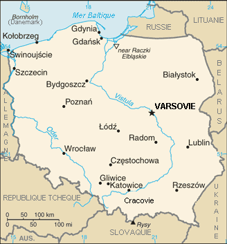 Carte dtaille de la Pologne