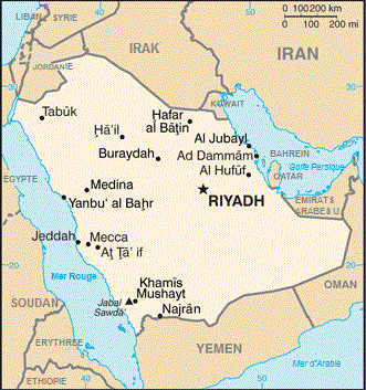 Carte de l'Arabie saoudite