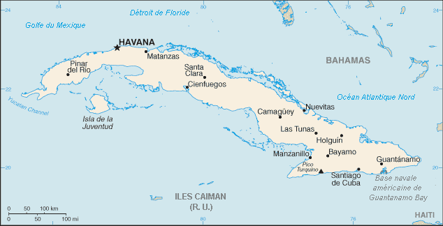 La carte de Cuba