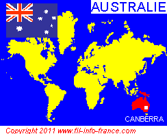Carte de l'Australie, capitale Canberra