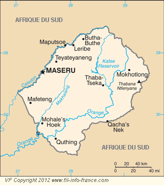 Carte du Lesotho