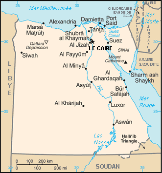 Carte de l'Egypte