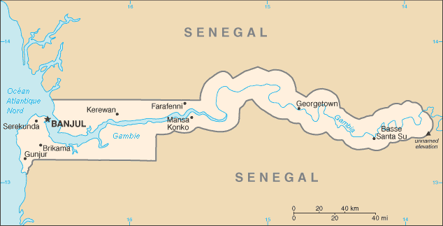 Carte de la Gambie