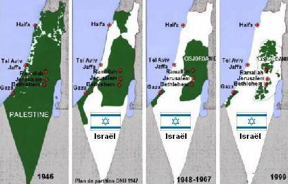 Carte de la Palestine, nettoyage ethnique de la Palestine par les sionistes