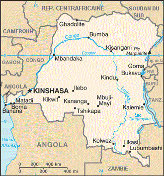 Carte de la Rpublique dmocratique du Congo RDC