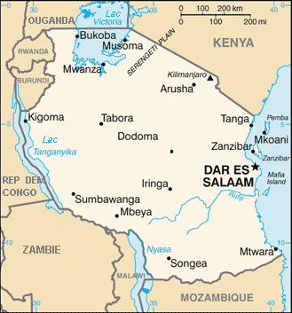 Carte de la Tanzanie