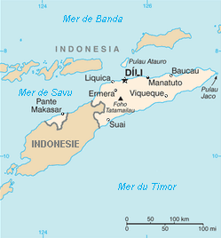 Carte du Timor oriental ou Timor Leste