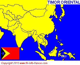 Carte du Timor oriental ou Timor Leste