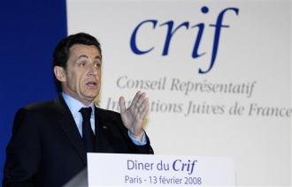 Nicolas Sarkozy prsident de la Rpublique, invit d'honneur du CRIF