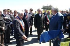 Les passerelles du port artificiel d'Arromanches inaugures par le Secrtaire d'Etat, Jean-Marc Todeschini
