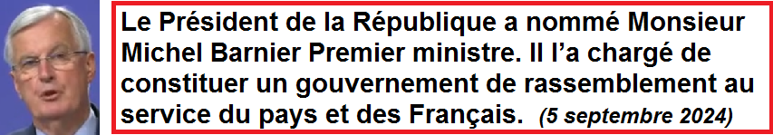 France : Michel Barnier, nomm Premier ministre, jeudi 5 septembre 2024
