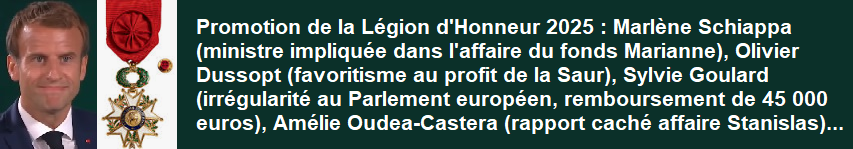 Promotion Lgion d'honneur 2025, nomination Macron-Bayrou, dcret du 15 janvier 2025, source officielle JO. filinfofrance, fr