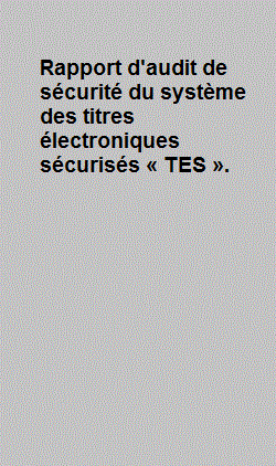 Rapport d'audit de scurit du systme des titres lectroniques scuriss  TES .