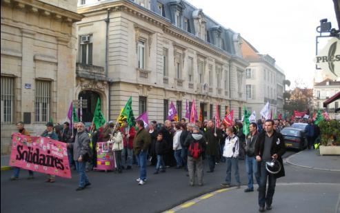 Syndicat "Solidaires" pour l'union syndicale  la manifestation de Dijon contre la rforme des retraites