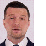 Jordan Bardella (photo), d�put� fran�ais au Parlement europ�en et pr�sident du Rassemblement national ( RN )