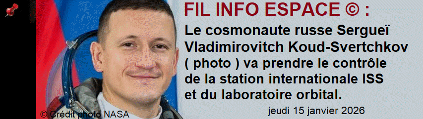 Le cosmonaute russe Sergue� Vladimirovitch Koud-Svertchkov va prendre le contr�le de la station internationale ISS et du laboratoire orbital.