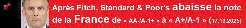 Apr�s Fitch, Standard & Poor�s abaisse la note de la France de � AA-/A-1+ � � � A+/A-1 �